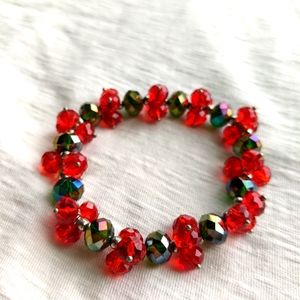 Red green holiday Swarovski crystal